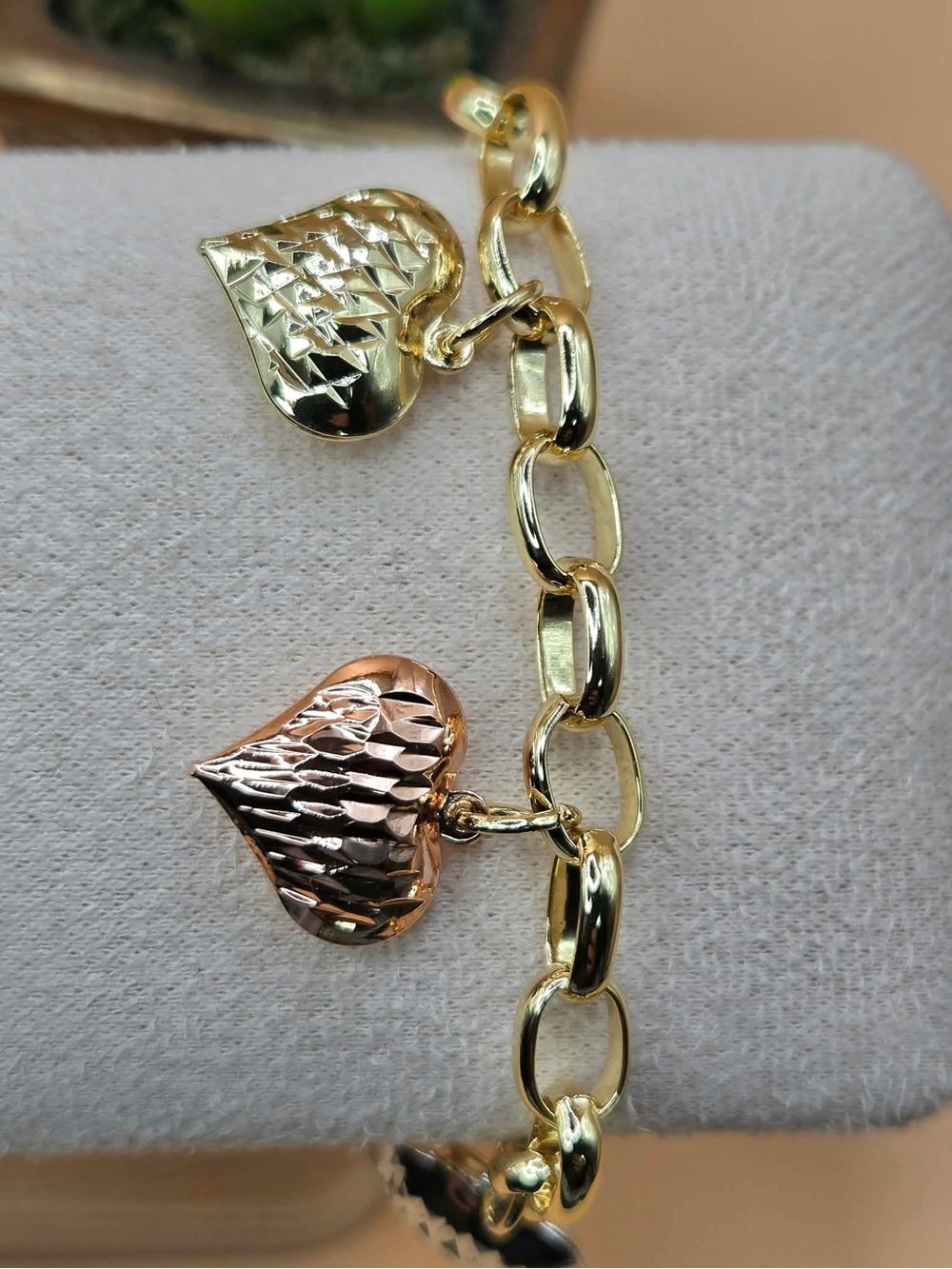 Gold and Rose Gold Plated Heart Charm Bracelet - Women's Jewelry